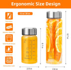 Glass Juice Bottles 20 oz - Wide Mouth Glass Water Bottles with Lids and Sleeve- for Juicing, Smoothies, Milk, Protein, Reusable, Stainless Steel Lids, Leak Proof, Shaker bottle (20oz/600ml)