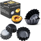 Egg Tart Molds 12PCS Tart Pan 2.6inch, Mini Carbon Steel Non Stick Tart Pans, Tart Molds For Baking (2.6 inch)