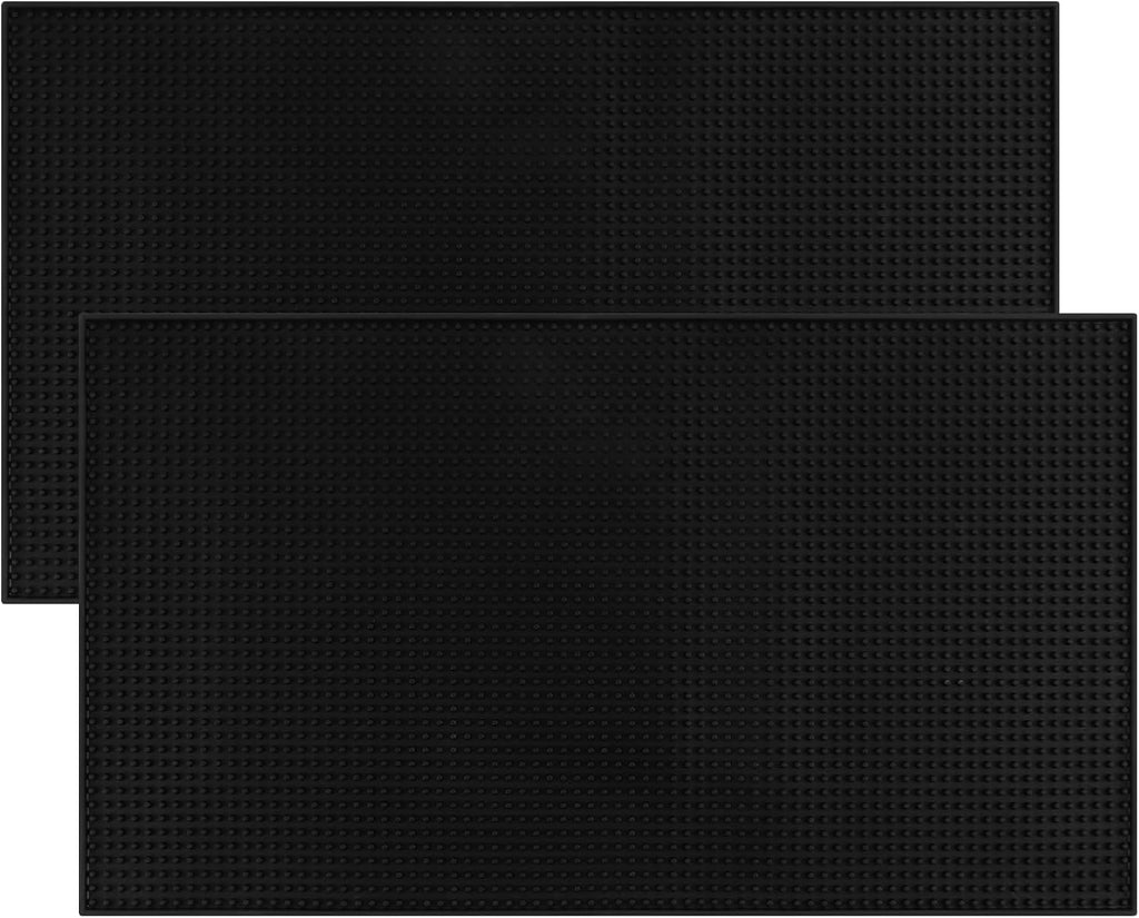 Extra Large (28 inch by 16 inch) Thick Rubber Service Bar Mat for Home Kitchen Counter Mat, Bartender Bar Mat, Dish Drying Mat, 2 Packs Black