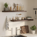 Floating Shelves for Wall, 40" W x 8" D x 1.5" H, Wooden Wall Mounted Display Shelves with Invisible Brackets for Living Room, Bedroom, Bathroom, Kitchen Decor and Storage, Set of 2, Walnut