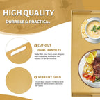 MAONAME Gold Decorative Tray for Coffee Table, Modern Serving Tray with Handles, Plastic Ottoman Trays for Living Room, Bathroom Decor, 15.8" L x 10.2" W x 1.4" H