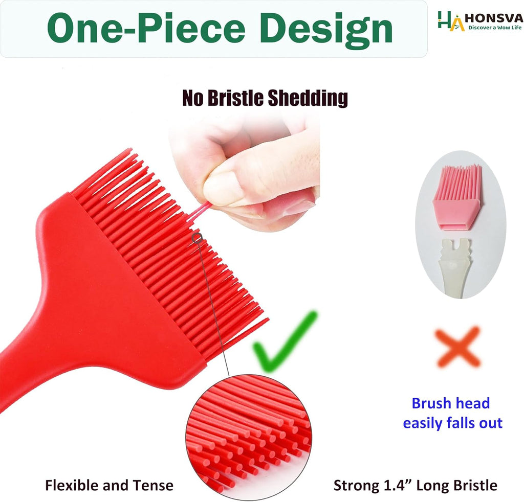Large Silicone Sauce Brush for Basting, Heat Resistant, W/3.5" L/8.5", One-Piece Design Kitchen Utensil for Baking, Grilling, Spreading Butter, BBQ Sauce, Marinade, Dishwasher Safe, 1 Pcs, Red