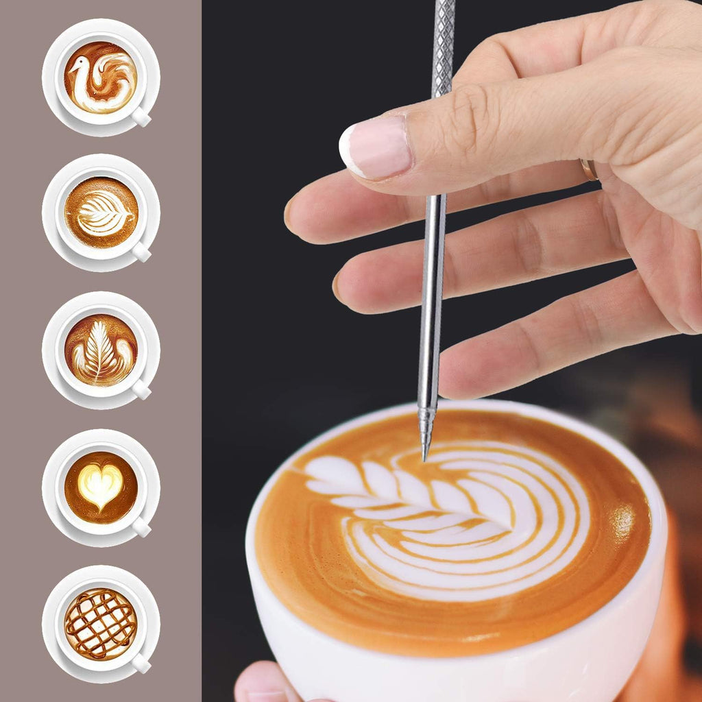 Espresso Milk Frothing Pitcher, Stainless Steel 300Z/900ML Coffee Milk Frother Cup with Decorating Art Pen for Espresso Machine, Latte Art