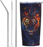 Tiger Tumbler with Lid and Straw 20oz Coffee Tumblers Leakproof Stainless Steel Travel Mug Vacuum Insulated Cup for Iced and Hot