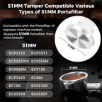 IKAPE 51mm Espresso Tamper, Premium Barista Coffee Tamper with Calibrated Spring Loaded, 100% Flat Stainless Steel Base Tamper for Espresso Machine(White)