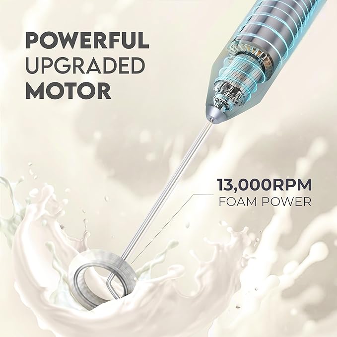 Zulay Kitchen FrothMate Powerful Milk Frother Portable & Compact Handheld Foam Maker Lattes, Cappuccinos (Gray, Froth Mate)