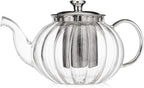 Teabloom Vienna Glass Teapot – Stain-Free Heatproof Glass – Stovetop Safe – Removable Stainless Steel Infuser – Perfect for Loose Leaf Tea – 37 oz. / 1100 ml (3-4 Cups)
