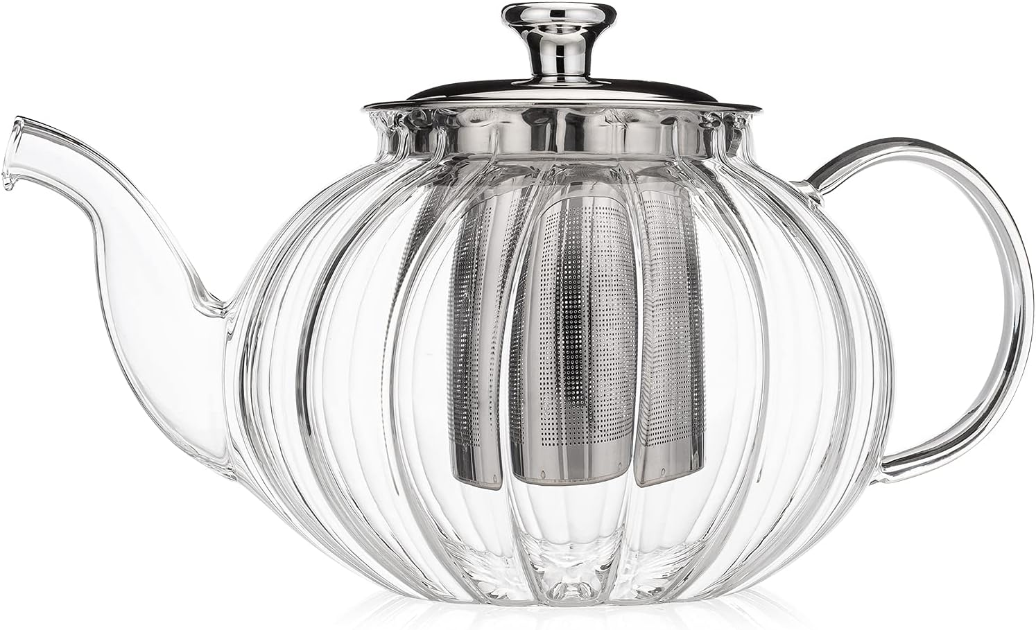 Teabloom Vienna Glass Teapot – Stain-Free Heatproof Glass – Stovetop Safe – Removable Stainless Steel Infuser – Perfect for Loose Leaf Tea – 37 oz. / 1100 ml (3-4 Cups)