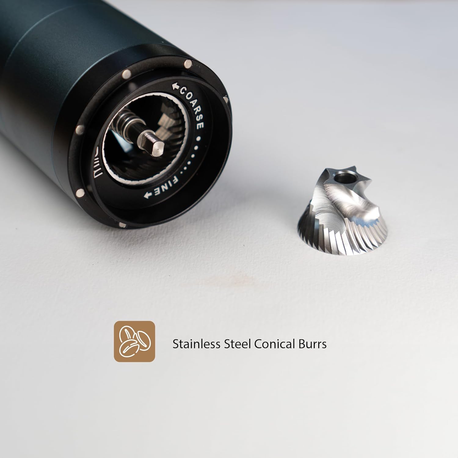 PT1 Portable Electric Burr Coffee Grinder V2, USB-C Rechargeable Stainless Conical Burr Grinder, Aluminum Body with Cleaning Brush Included