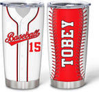 Hyturtle Personalized Baseball Tumbler Baseball Players Design Stainless Steel Double Walled Vacuum Insulated Tumblers 20oz30oz Coffee Travel Mug Cup Christmas Gift For Men Boys Friends Dad Sports Fan