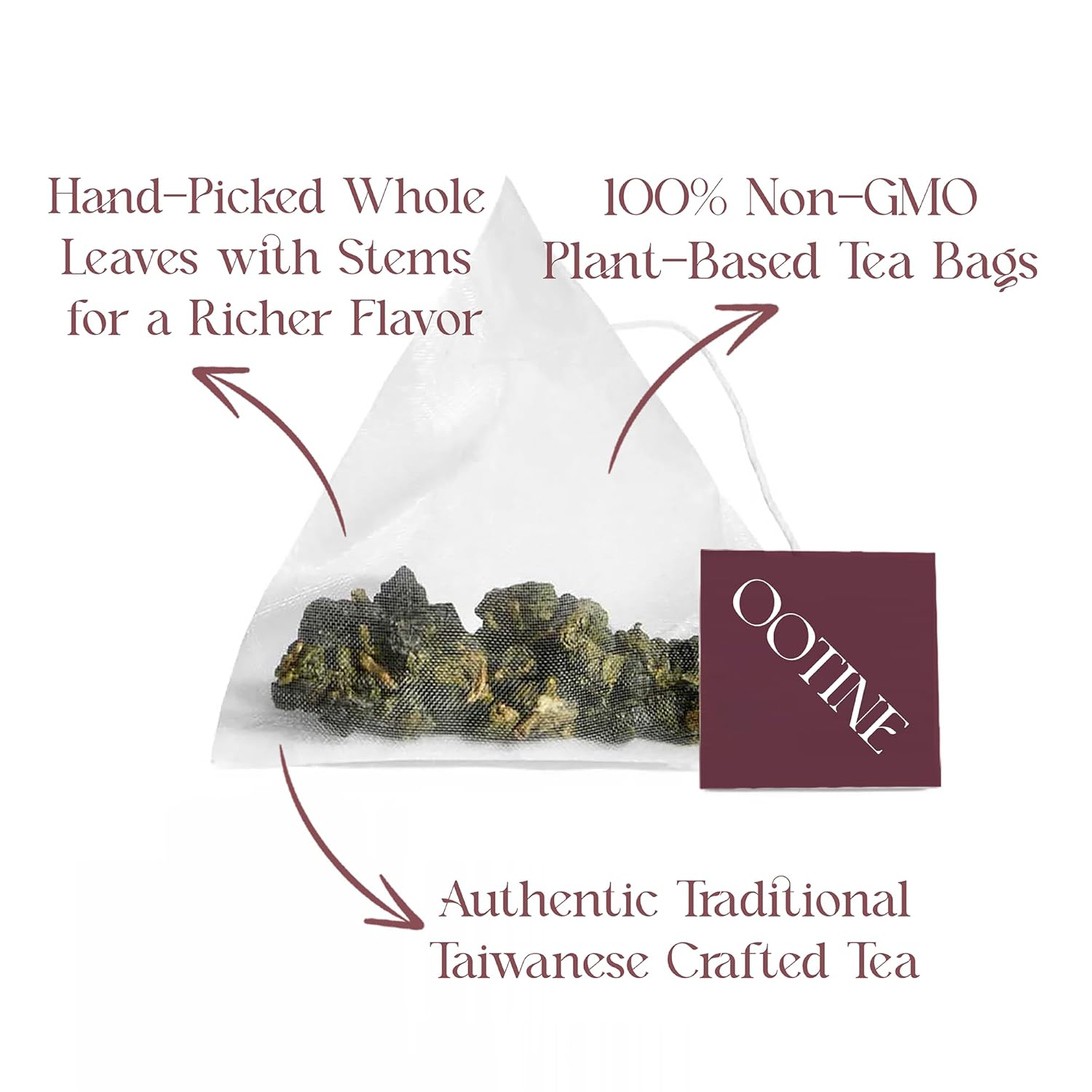 OOTINE Oolong Tea Bags – Taiwan Tea Loose Leaf Gift Set (3 Flavors, 9 Pyramid Sachets), Individually Wrapped, Handcrafted, Single-Origin Taiwanese Oolong, Multiple Infusions
