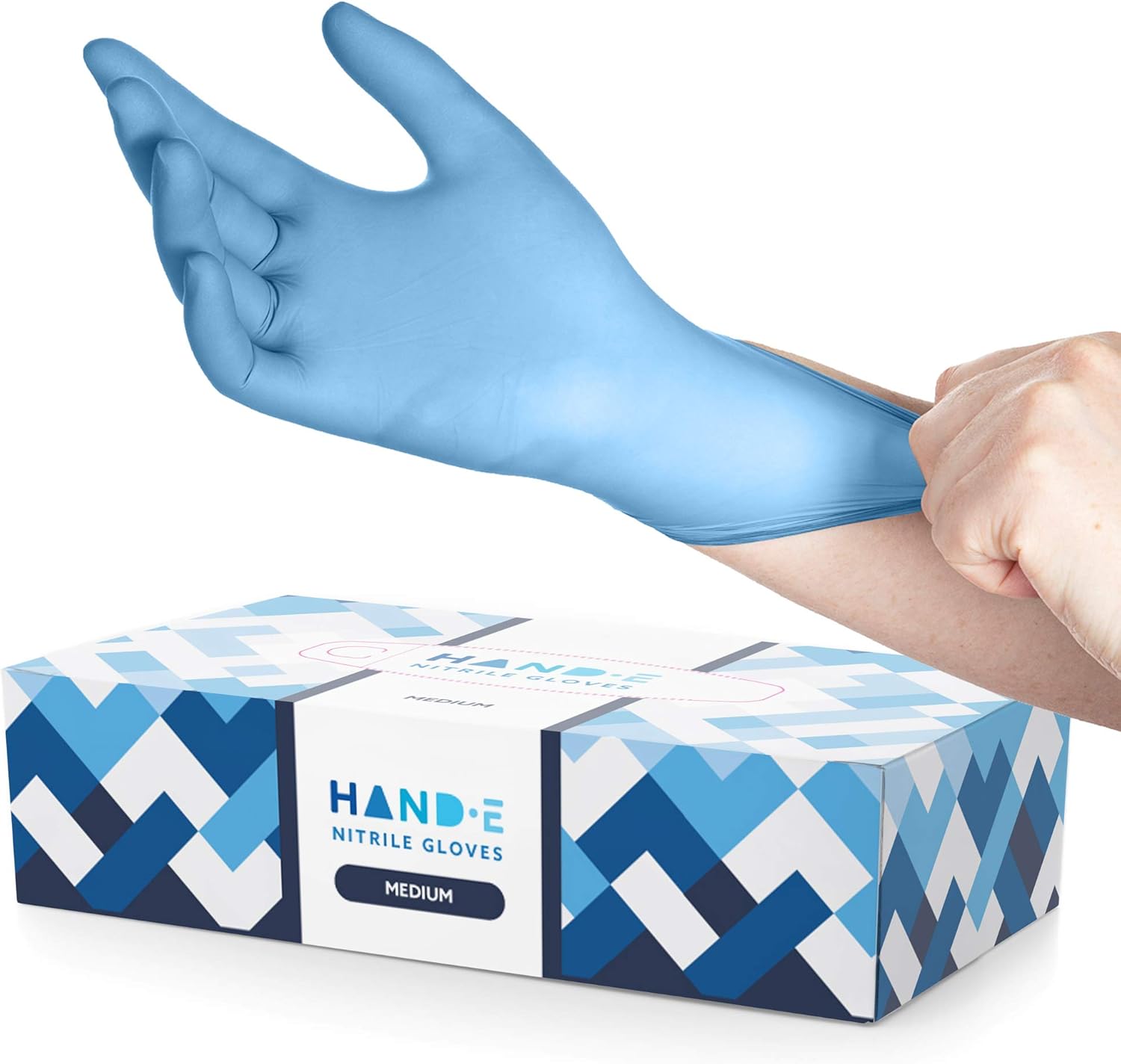 Hand-E Touch Blue Nitrile Disposable Gloves - Latex Free Medical Exam Gloves, Powder Free, Food Safe, Cooking