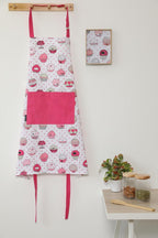 AMOUR INFINI Cotton Aprons for Women with Pocket, Adjustable Strap & Waist Ties - Printed Aprons for Baking, Cooking, Gardening (27.5 x 33 Inches)