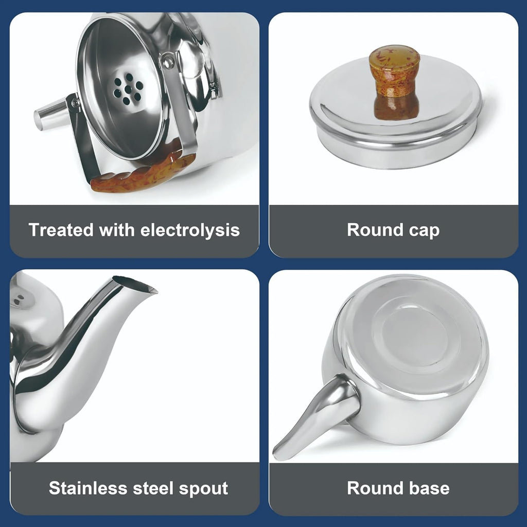 Chandler 3.12 Liter Tea Pots, Vintage Tea Kettle - 0.4mm Stainless Steel Pot - Hard to Dent | Ergonomic Handle with a Cool Grip | Portable Tea Kettle For Camping (Silver Colour)