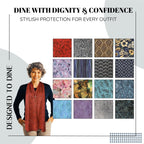Adult Bib Scarf - Dignified Alternative to Bibs | Washable and Reusable Clothing Protectors for Eating
