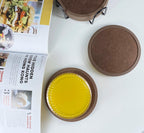 Absorbent Coasters for Drinks - 6packs, Silicone Coasters with Soft Felt Insert (4.3inch, Brown)