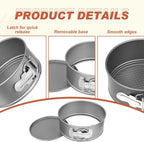 4 Pcs 6 Inch Non Stick Springform Pan with Removable Bottom Carbon Steel Round Springform Cheesecake Pan with Stainless Steel Spring Buckles for Baking Kitchens Restaurant(Gray)