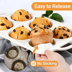 FUNBAKY Jumbo Muffin Pan Silicone with Metal Frame, 3.5 Inch Large Silicone Muffin Pan 1 Pack Confetti
