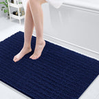 Arotive Luxury Chenille Bathroom Rug Mat, Extra Soft Thick Absorbent Shaggy Bath Rugs, Non-Slip Machine Wash Dry, Plush Bath Mats for Bathroom, Shower and Tub, 50x30, Navy