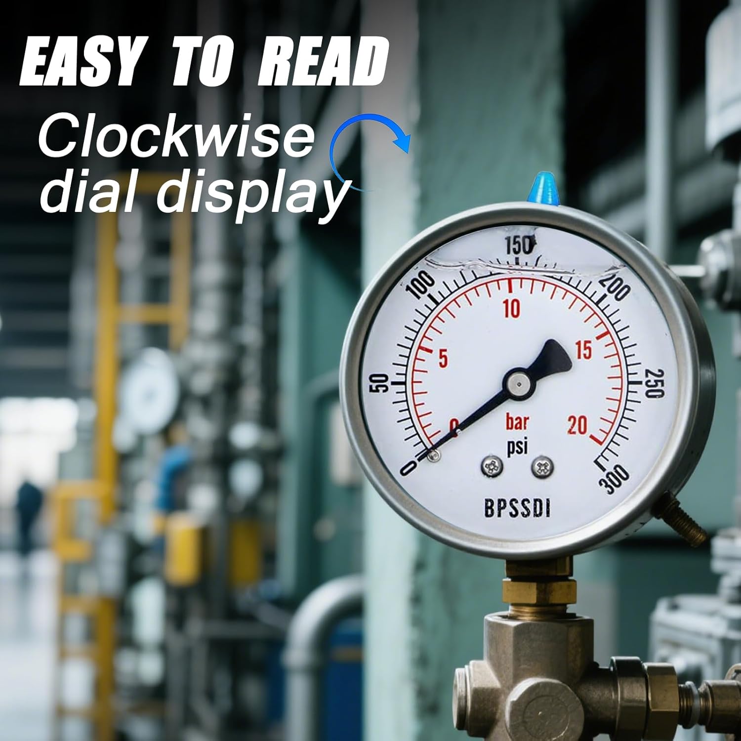 0-300 Psi Glycerin Liquid Filled Pressure Gauge, 2.5" Dial Size, 1/4" NPT Lower Mount, 304 Stainless Steel Case, for Pool Pump Sand Filter Air Compressor, Water Oil Air Pressure Test