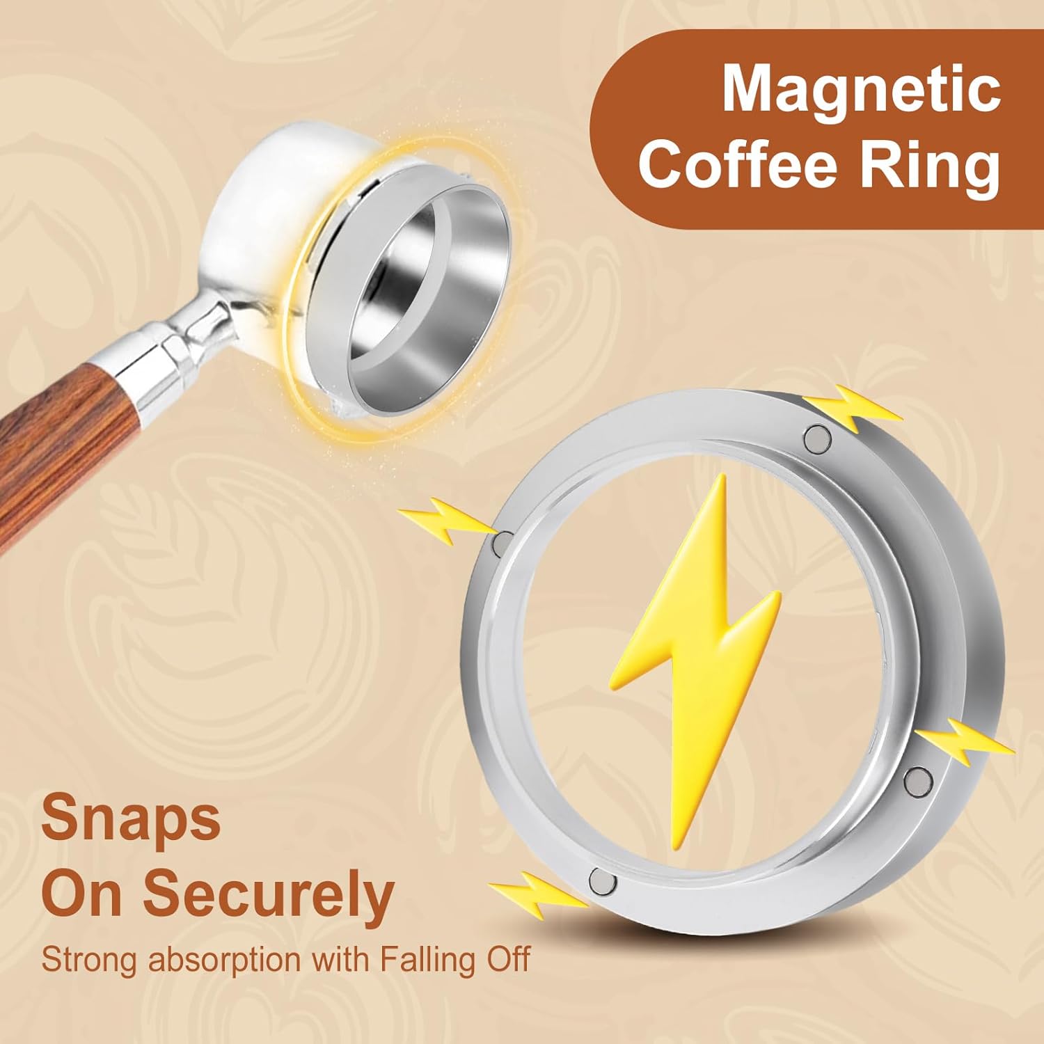 49MM Espresso Dosing Funnel With Magnetic Coffee Ring, Powder Ring Dispenser Doser for Portafilter Accessory, Espresso Distribution Tool, Coffee Tamping Manual Coffee Making Tool (Silver)