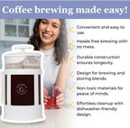 Happy Bum Coffee Plunger | 1 Liter(33.8oz) Glass French Press Stainless Steel Strainer | Easy to Use & Clean French Coffee Press Glass for Brewing and Storing Coffee Blend