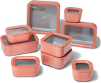 Caraway 25pc Glass Food Storage Set - Glass Storage Containers for Food - Non-Toxic Ceramic-Coated Glass - Air Release Technology - Compact & Stackable Design - Perracotta