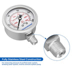 MEASUREMAN Pressure Gauge, 0-1000 PSI/kPa, Glycerin Filled, 1/4 NPT Lower Mount