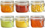 ComSaf 4oz Small Airtight Glass Jars Set of 6 with Lids Food Storage Jar Round, Mason Jar, Mini Storage Container with Clear Preserving Seal Wire Clip Fastening for Kitchen Canning, Jam, Spice, Honey