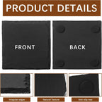 12 PCS Slate Coasters Black Square 4 Inch Bulk Rock, Blank Laser Engraving, Scratch Resistant Bottom, Home Office Kitchen Gift Wedding Bar Party (12 PCS Square Coasters)