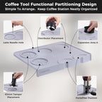 Food Grade Silicone Espresso Tamping Mat for Counter – Waterproof Non-Slip Coffee Tamper Mat for Barista Espresso Machine Accessories – Multi-Slot Tamp Station Espresso Mat for Countertop Gray