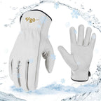 Vgo... Lined Winter Cow Grain Leather Gloves, 32℉ or Above (1 Pair,Size XL, Cream, CA9501F)