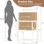 Furologee Kitchen Bakers Rack with Hutch, Coffee Bar Station 4 Tiers, Microwave Oven Stand with 6 S Hooks and Pegboard, Kitchen Microwave Rack for Spice Organizer Workstation, White