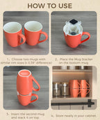 Coffee Mug Organizers and Storage (8Pack), Adjustable Stackable Cup Organizer for Kitchen Cabinets Shelf Organization, Cupboard Save Space Cup Stacker Holder for Tea Cup/Coffee Mugs/Glasses