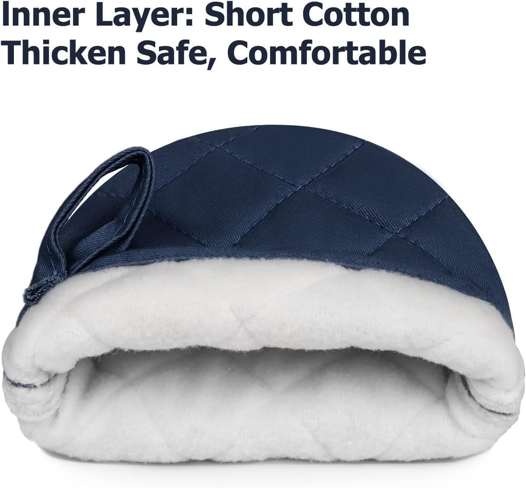 Short Oven Mitts, Heat Resistant Silicone Kitchen Mini Oven Mitts for 500 Degrees, Non-Slip Grip Surfaces and Hanging Loop Gloves, Baking Grilling Barbecue Microwave Machine Washable, 1 Piece