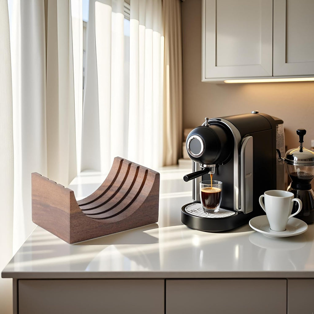 Espresso-Puck Screen Walnut-Stand Coffee Reusable Filter for Espresso-Portafilter Holder Wooden-Stand for 51/53/58mm Coffee Filter Screen Holder Coffee Machine Part Accessories