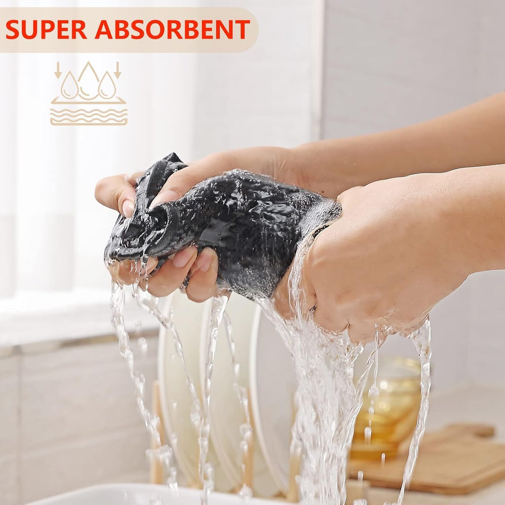 Kitinjoy 100% Cotton Waffle Weave Kitchen Towels, 8-Pack Super Soft and Absorbent Dish Towels for Drying Dishes, Kitchen Hand Towels, 13 in x 28 in, Black