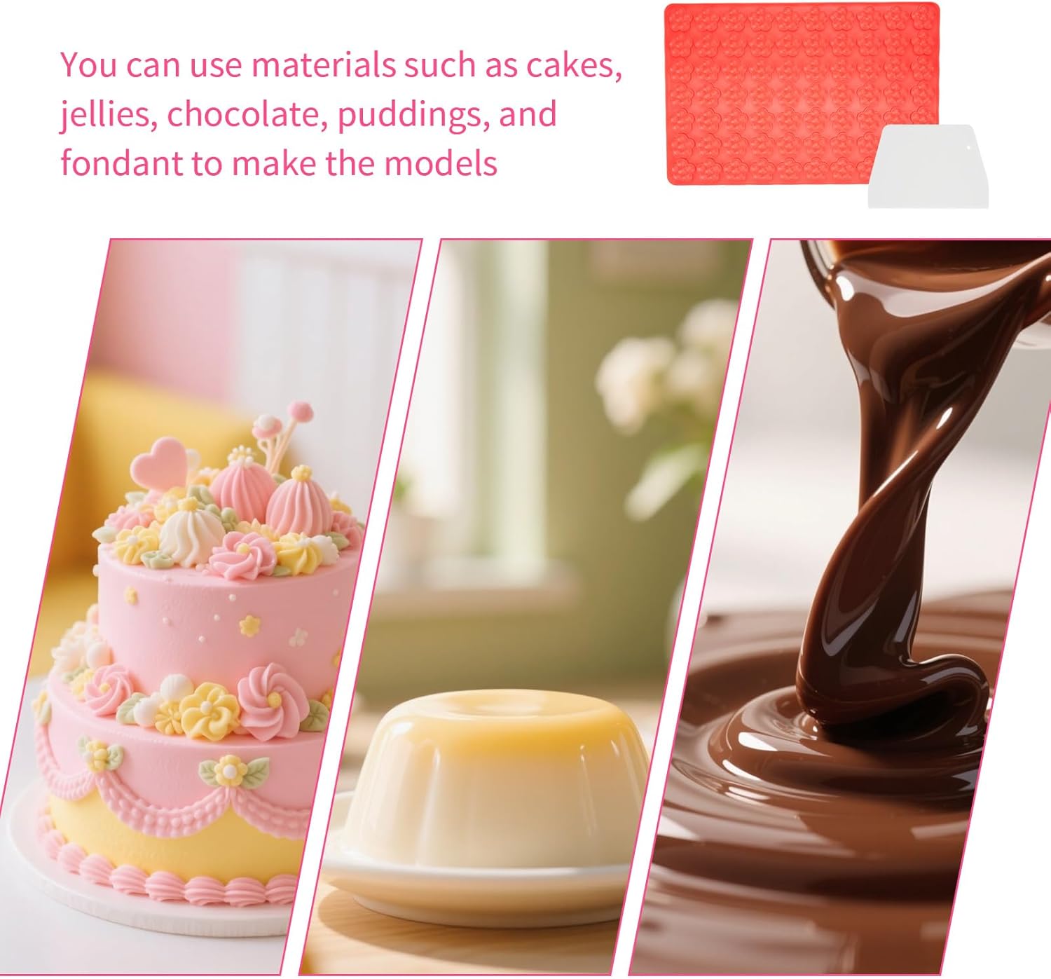 1 Pcs 70 Cavities Flower Chocolate Silicone Mold, Small Plum Blossom Shaped Molds for Candy, Gummy, Cookie, Edible Flowers Cake Decorating with Scraper