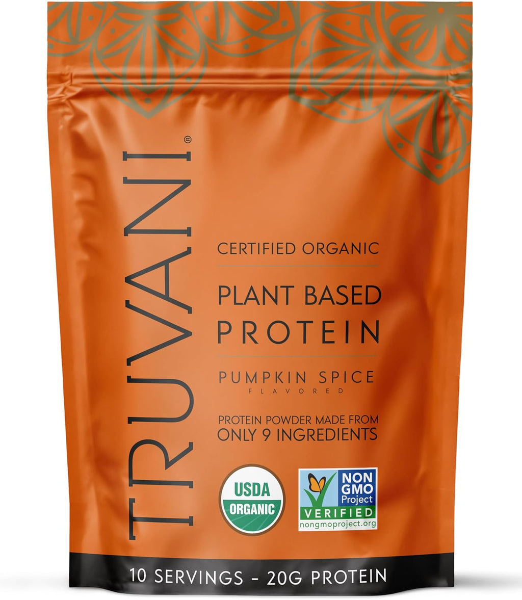 Truvani Vegan Pea Protein Powder | Pumpkin Spice | 20g Organic Plant Based Protein | 10 Servings | Keto | Gluten & Dairy Free | Low Carb | No Added Sugar