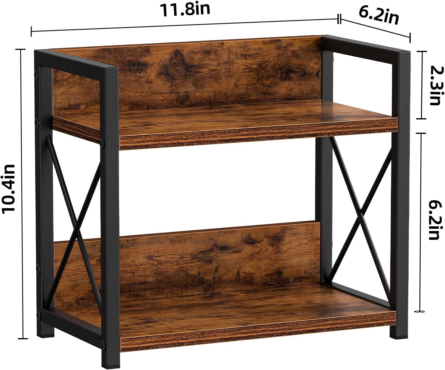 Giikin Countertop Shelf Organizer, 2 Tier Kitchen Spice Rack for Countertop, Wood Coffee Counter Shelf Organizer for Home (Brown, S)