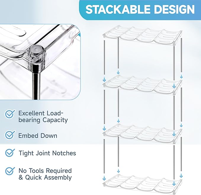 Larger Water Bottle Organizer for Stanley 40 oz Tumbler, Stackable Water Bottle Holder Rack for Cabinet, Kitchen Storage Organizer for for Stanley Cup Accessories, Tumbler Storage Holder，4 Pack