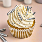 Silver Pearl Rods Sprinkles, Twisweet Edible Sugar Sprinkles for Cake Decorating Mix Size Candy Pearls for Baking Cake Topper Ice Cream Cupcake Cookie Dessert Decorations, Wedding Day Valentines Birthday Party Christmas Easter Supplies (130g/4.58oz)