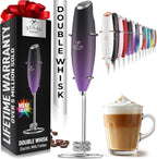 Zulay Kitchen Powerful Double Whisk Milk Frother Handheld - Foam Maker With Stand - Whisk Drink Mixer for Coffee, Mini Foamer for Latte, Matcha, Frappe, Hot Chocolate & Cappuccino (Galaxy)