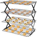 Cooling Racks for Cooking and Baking，2/3/4-Tier Upgraded Collapsible Cooling Rack，Adjustable 3 Setting Stackable Design，Nonstick Wire Rack for Baking，Roasting，Drying，Cookie，Cake，Muffins，Space Saving
