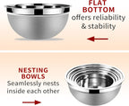 Lazycorner Stainless Steel Mixing Bowls with Airtight Lids Set of 7 Stainless Steel Bowls Set with 3 Grater Attachments Great for Serving & Baking