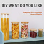 8 oz Glass Jars With Bamboo Lids - Borosilicate Airtight Canisters, Food Storage Container, Pantry Organization, Kitchen Sets, Spice Containers - Set of 15