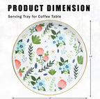 Round Serving Tray with Handles, Modern Floral Pattern, Perfect for Coffee Table, Ottoman, or Vanity, Lee33wh Color, Plastic Material