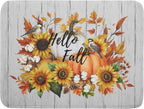 Hello Fall Sunflowers Dish Drying Mat for Kitchen Counter,Autumn Pumpkin Maple Leaves Drying Mat 18 x 24 Inch with High Absorbent Microfiber Dish Drying Drainer Mat for Coffee Bar