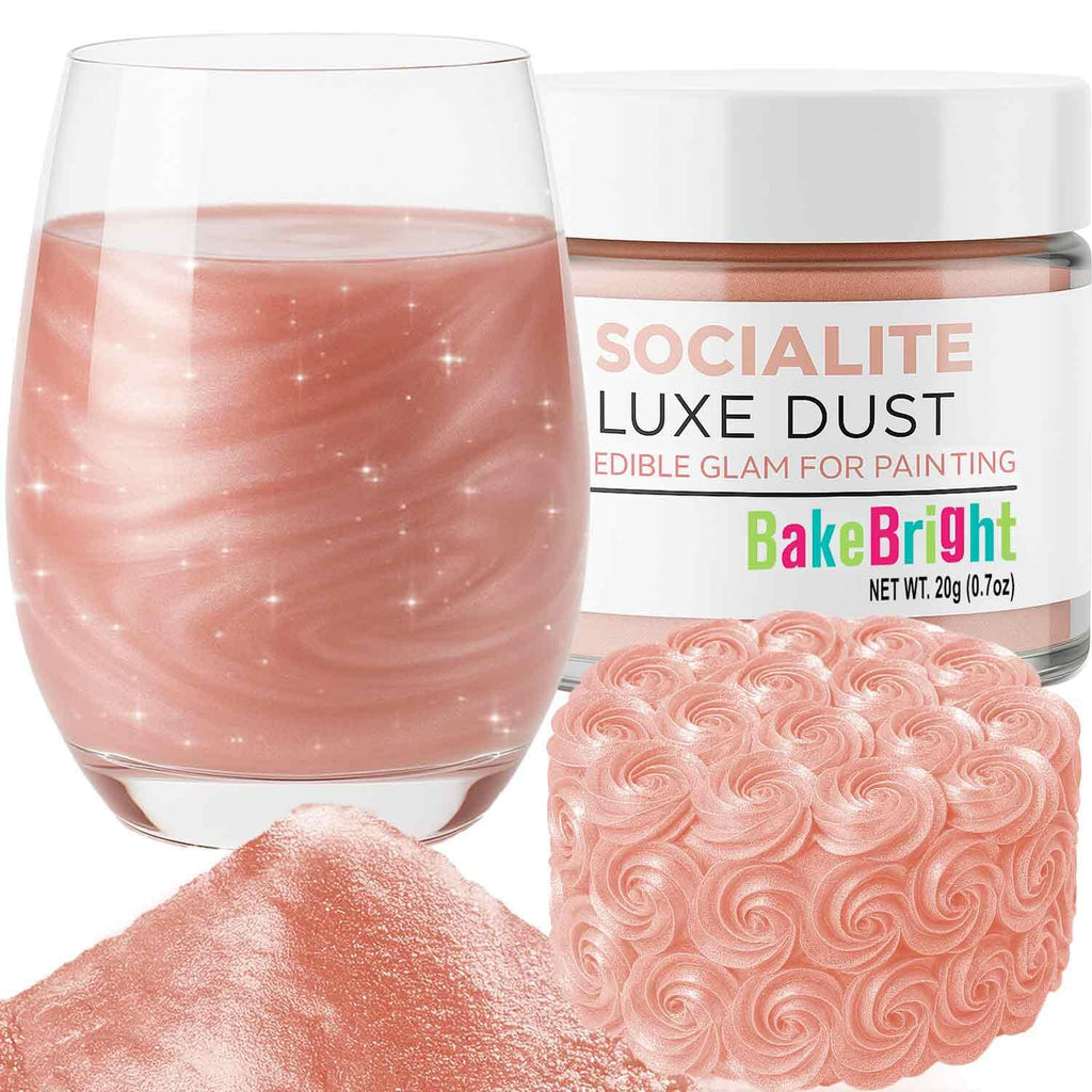 Bulk (20g) Rose Gold Luster Dust Edible Glitter for Cocktails | Premium Edible Rose Gold Luster Dust for Cake Decorations - Pink Edible Glitter for Drinks Cupcakes Cookies Cakes Food Paint