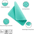 Silicone Dish Drying Mat for Multiple Usage,Easy clean,Eco-friendly,Heat-resistant Silicone Mat for Kitchen Counter or Sink,Refrigerator or Drawer liner Mint M 12 inches x 12 inches